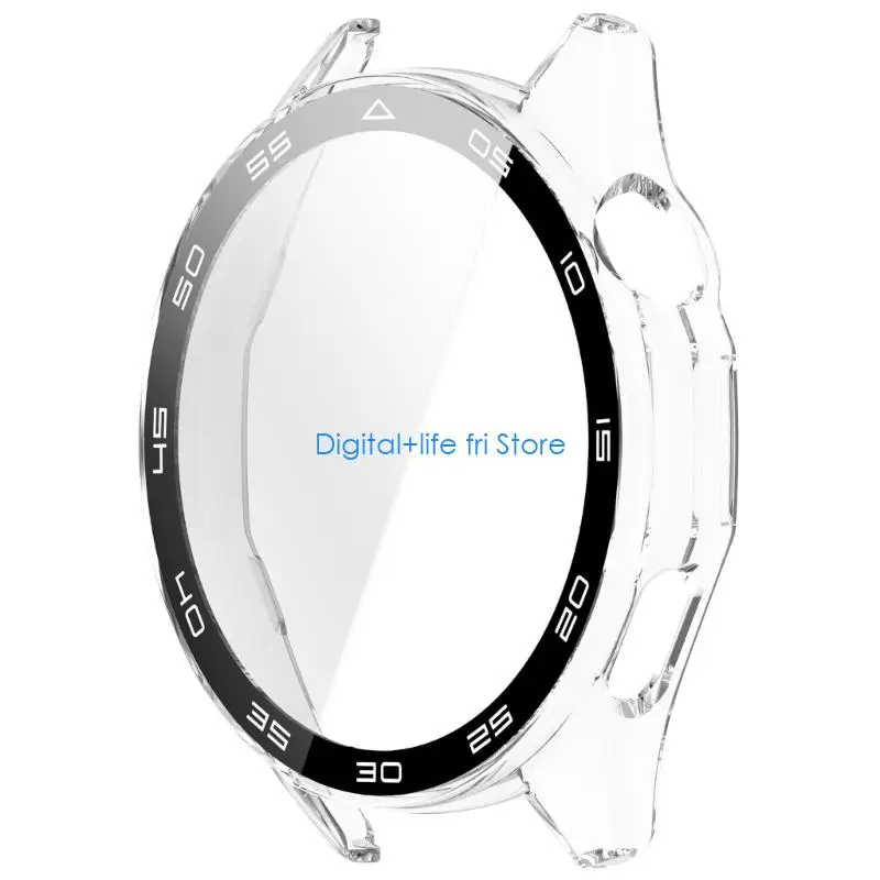 E06D Watch Screen Protector Film Shell Case with Tempered Glass Film Scale Marking Cover for Watch GT6 46MM Scratchproof Case