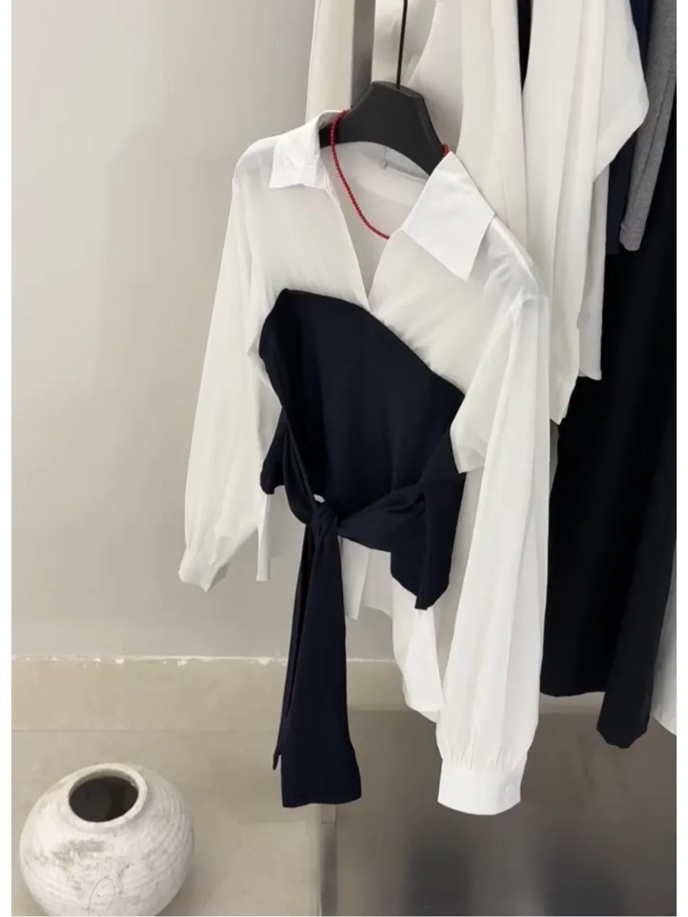 

Korean Sle Long Sve Wrap Chest irt Women's Autumn Faion Asymmetrical Sa Slim Fit Cotton Polyester Skin-friendly Br...