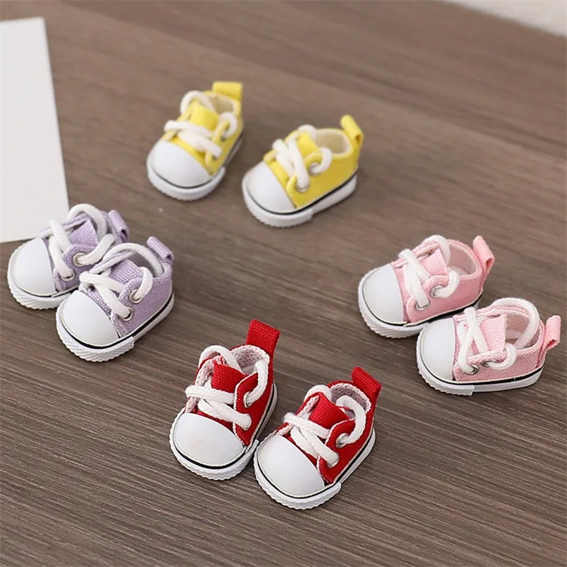 3.5cm Doll Canvas Shoes Leather Shoes For 15 17 cm For Labubu Doll Mini 1/6 BJD OB27 10cm Cotton Doll Clothing Outfit Accessory