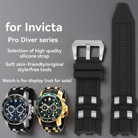 26mm Invicta Russian Diver Watch Band - Silicone Rubber Strap with Metal Pellets, Professional Diver Bracelet  for Men/Women