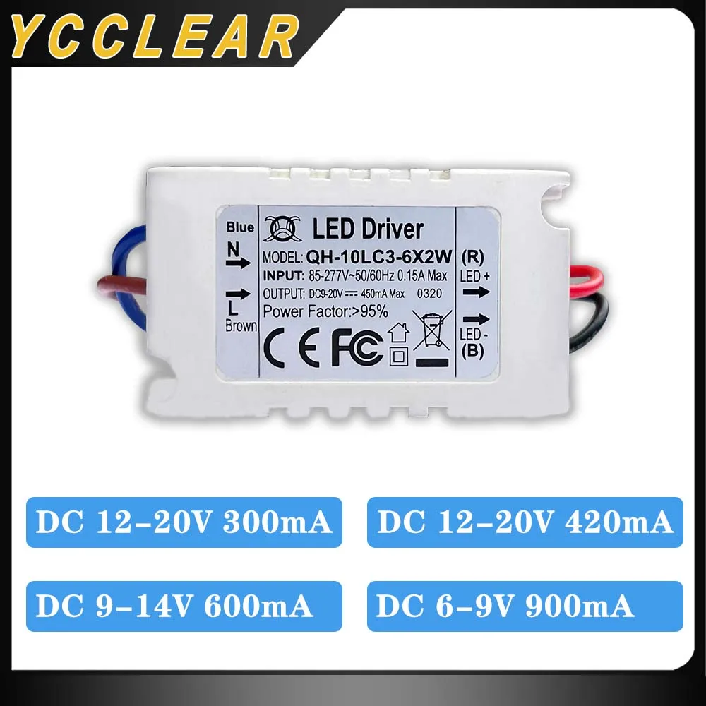 Driver LED Corrente costante 300mA 420mA 600mA 900mA DC12-20V 9-14V 6-9V Trasformatore di illuminazione per alimentazione 5W 6W 7W 8W 9W 10W