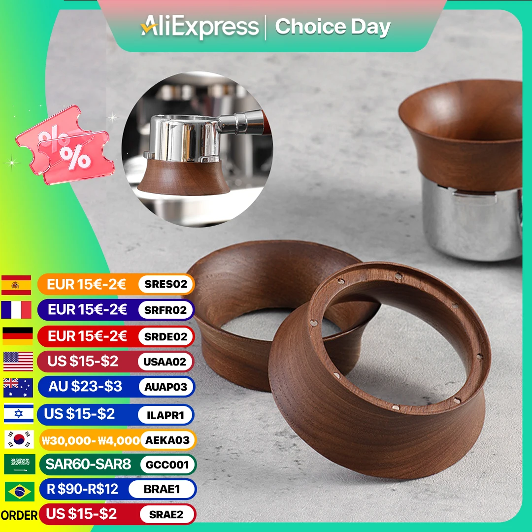 51/58mm Coffee Dosing Cup Walnut wood Espresso Dosing Funnel Brewing Bowl Portafilter Dosing Ring Coffee Accessories