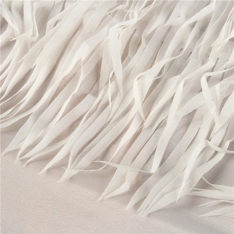 Snow White Soft Haut Designer Tailored Artificial Feather Fabric Diy Garments Wedding Dress Clothes Costumes Sold Half Meter