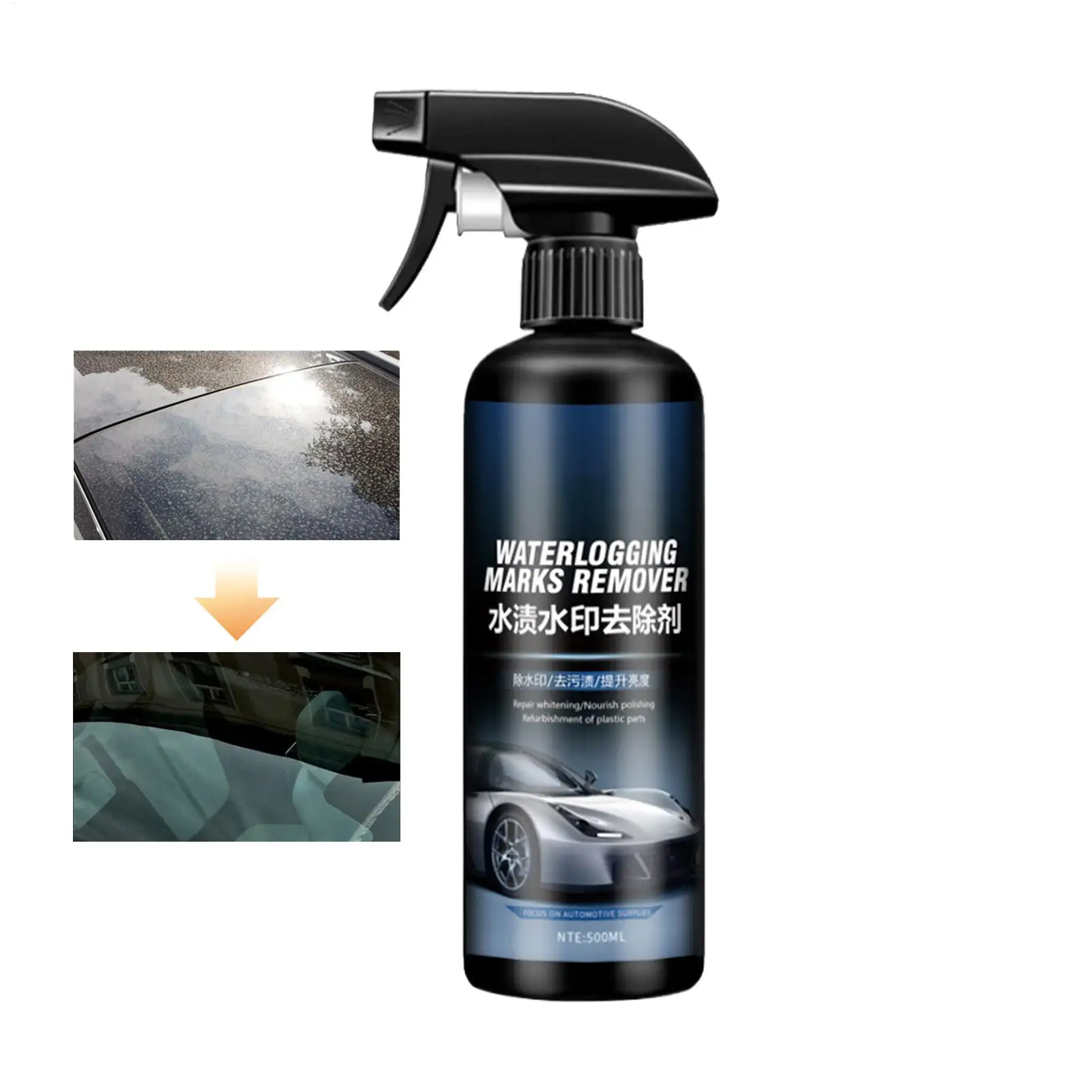 

Stain Remover Spray For Car Waterless Glass Detailer Spray Fortify Quick Car Wax Polish Spray for Window Windshields Mirrow