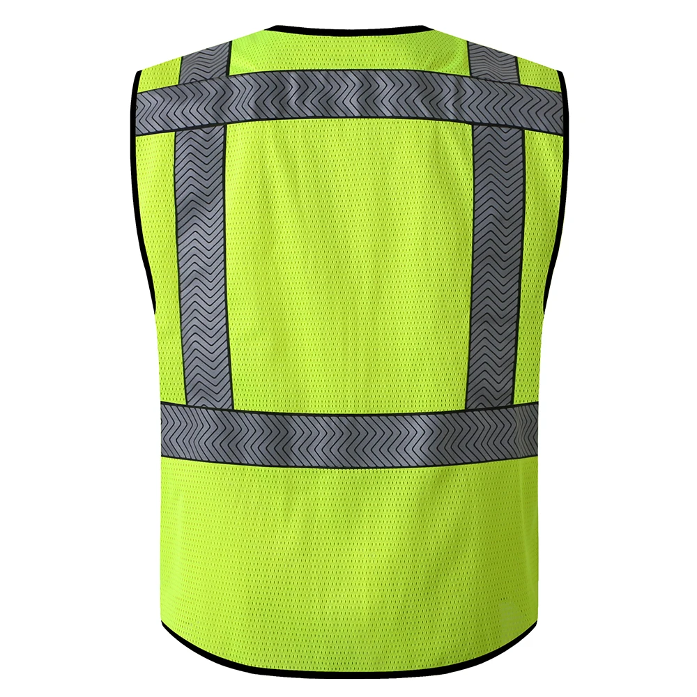 Nieuwe Lime Green Surveyor 'S Veiligheid Vest Voor Mannen Vrouwen Beschermende Werkkleding Hi Vis Mouwloze Gilet Met Zakken En Rits