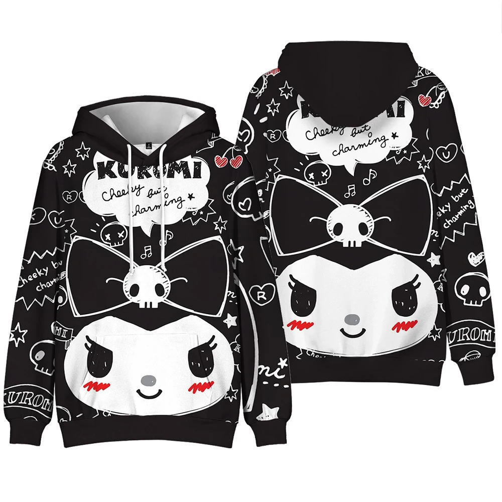 MINISO Girls Anime Cute Kuromi 3d Printed Hoodies Girl Long Sleeve Hooded Sweatshirt Girls & Women Lovely Pullover Tops Clothing