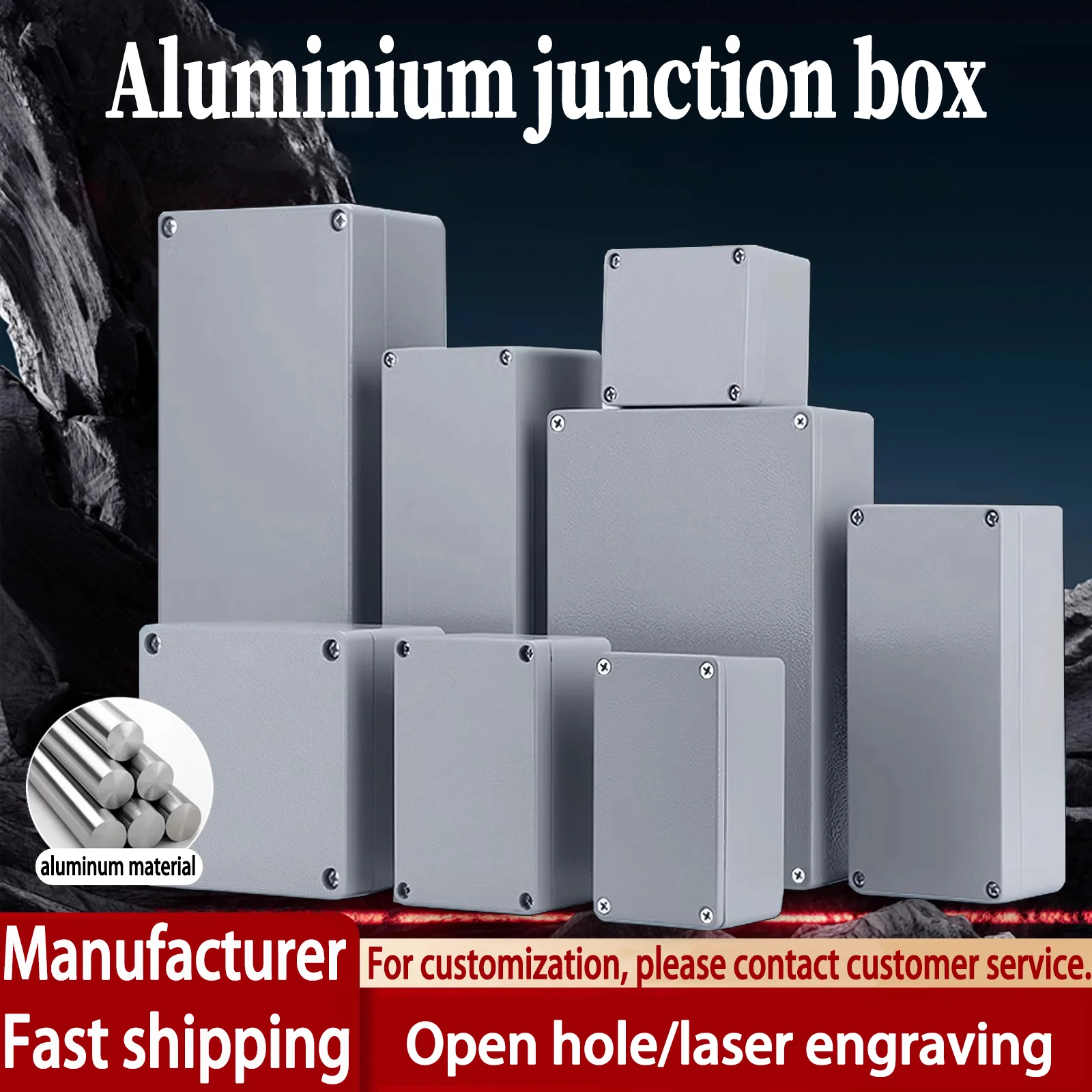 IP67 Waterproof Metal Box Outdoor High Temperature Resistant Cast Aluminum Box Factory Installation Hole Electrical Junction Box