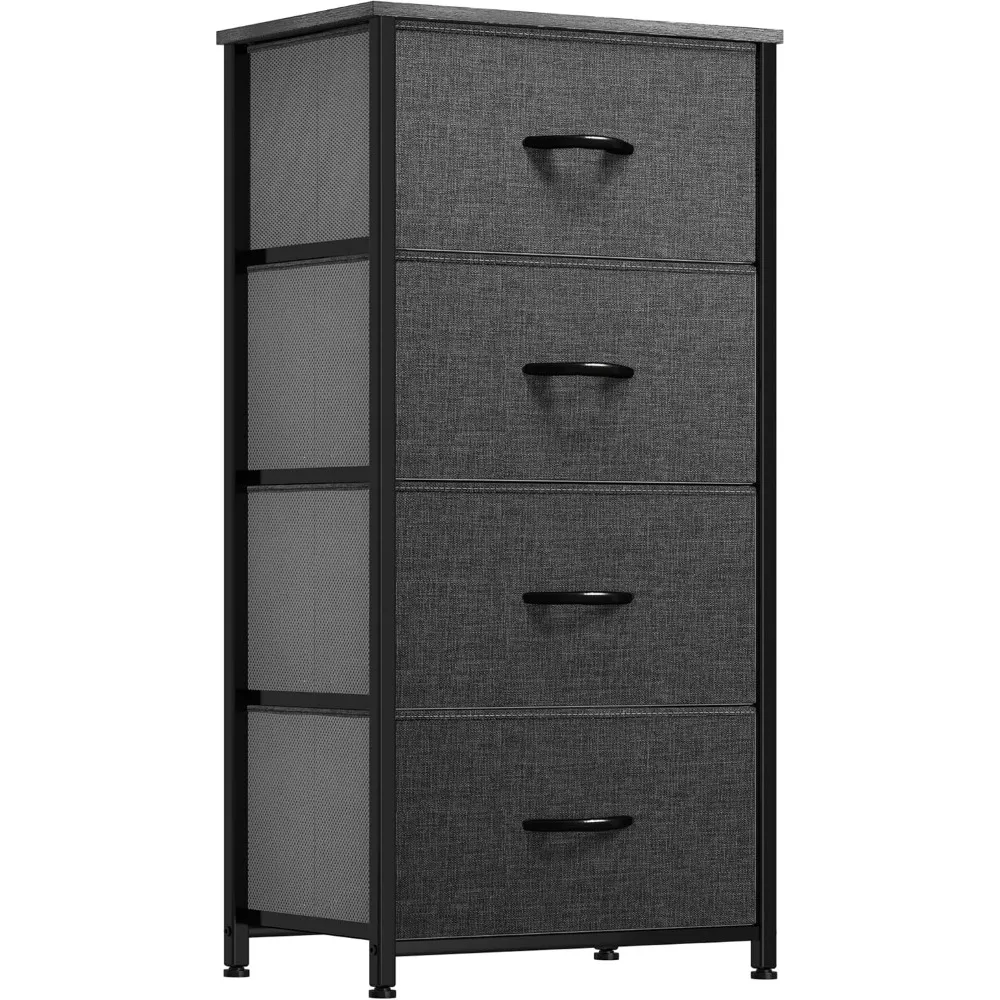 Storage Tower with 4 Drawers - Fabric Dresser, Organizer Unit for Bedroom, Living Room, Closets Sturdy Steel Frame, Easy Pull