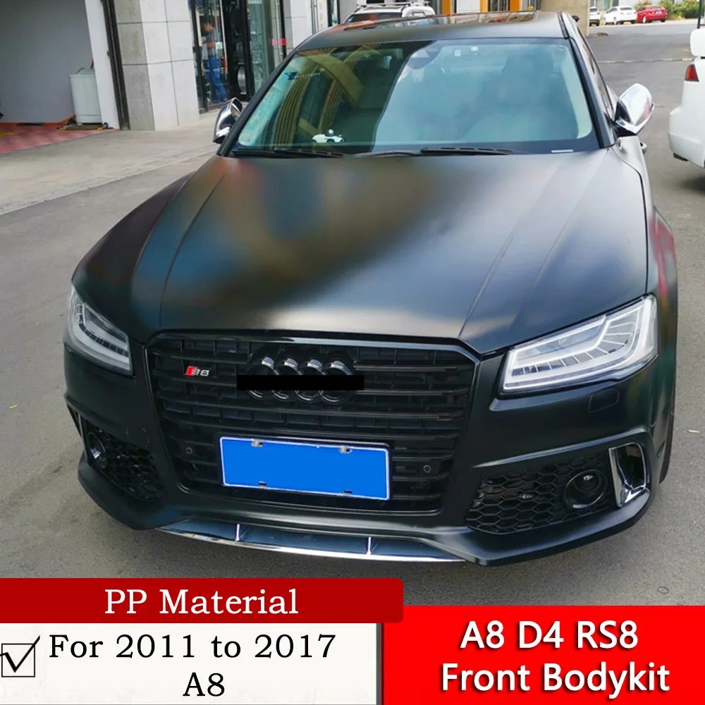 

A8 D4 RS8 передний корпус из полипропилена RS8 передний бампер с черной решеткой W12 для 2011-2017 A8 модификация по воздуху до двери