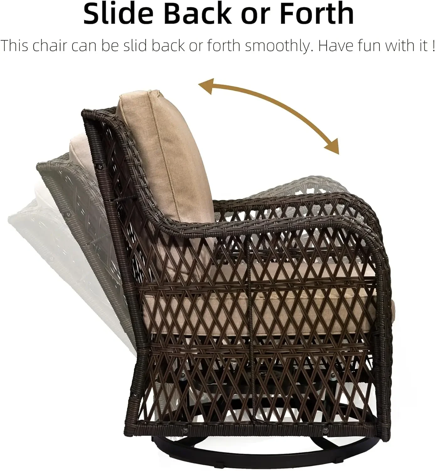 3 Pieces Outdoor Wicker Swivel Rocker Patio Set, IDEALHOUSE 360 Degree Swivel Rocking Chairs Elegant Wicker Patio Bistro Set