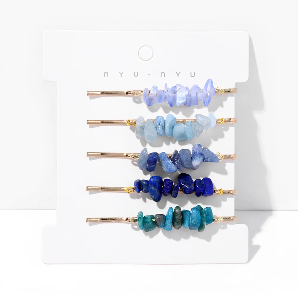 New Fashion Boho Gravel Stone Hairpins Irregular Healing Crystal Chip Beads Barrettes Hair Clips For Women Hair Accessories