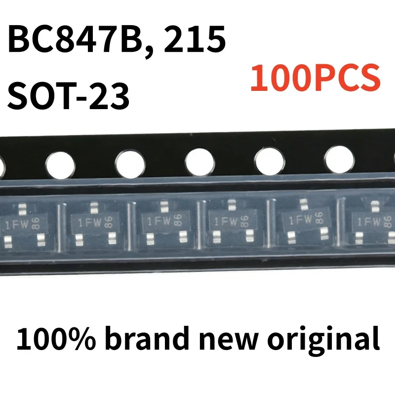 100PCS 100% brand new original BC847B SOT-23 patch Transistor  NPN transistor BC847B, 215 silk screen 1FW