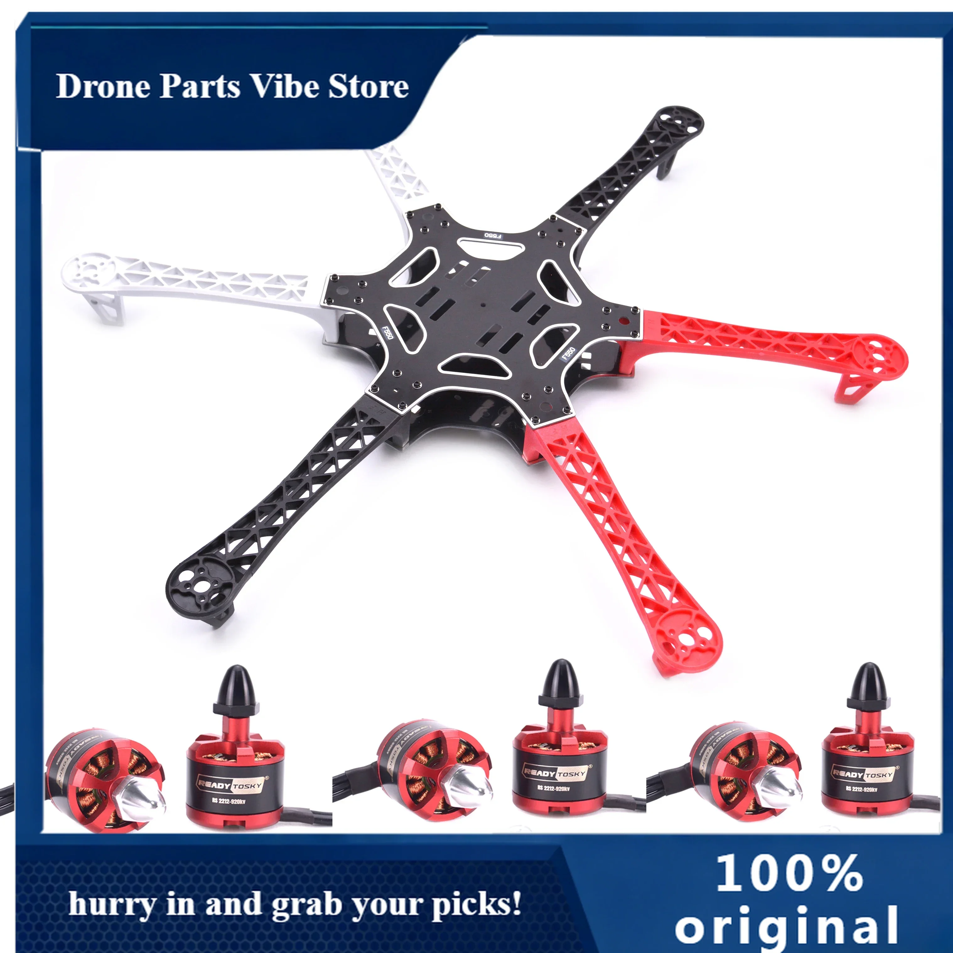 

Комплект для сборки гексакоптера APF550 FlameWheel: рама 550 мм + 6 моторов 2212 920KV + аккумуляторный ремень для мультикоптера S550, гексакоптера, НЛО, вертолета