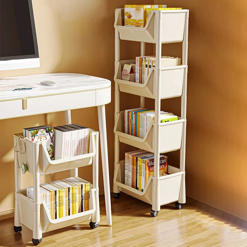 Trolley Bookshelf Movable Bookshelf Mobile Kitchen Storage Rack Snack Cart Storage Rack Multi-Layer Storages Shelve With Wheels