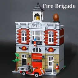 Street View Series Fire Brigade Building Blocks Educational Tools Compatible with 10197 Children's Model Blocks Christmas Toys