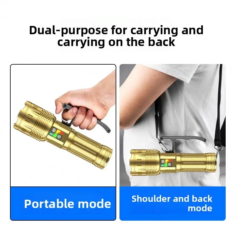 High-Intensity Flashlight White Laser Aluminum Alloy Night Fishing Patrol Hiking Camping Long-Run Time Portable Spotlight