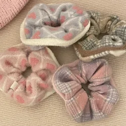 Pink Love Woolen Pork Intestine Hair Band Rubber Band Girl Hairtie New Intestine Hair Rope Hair accessories