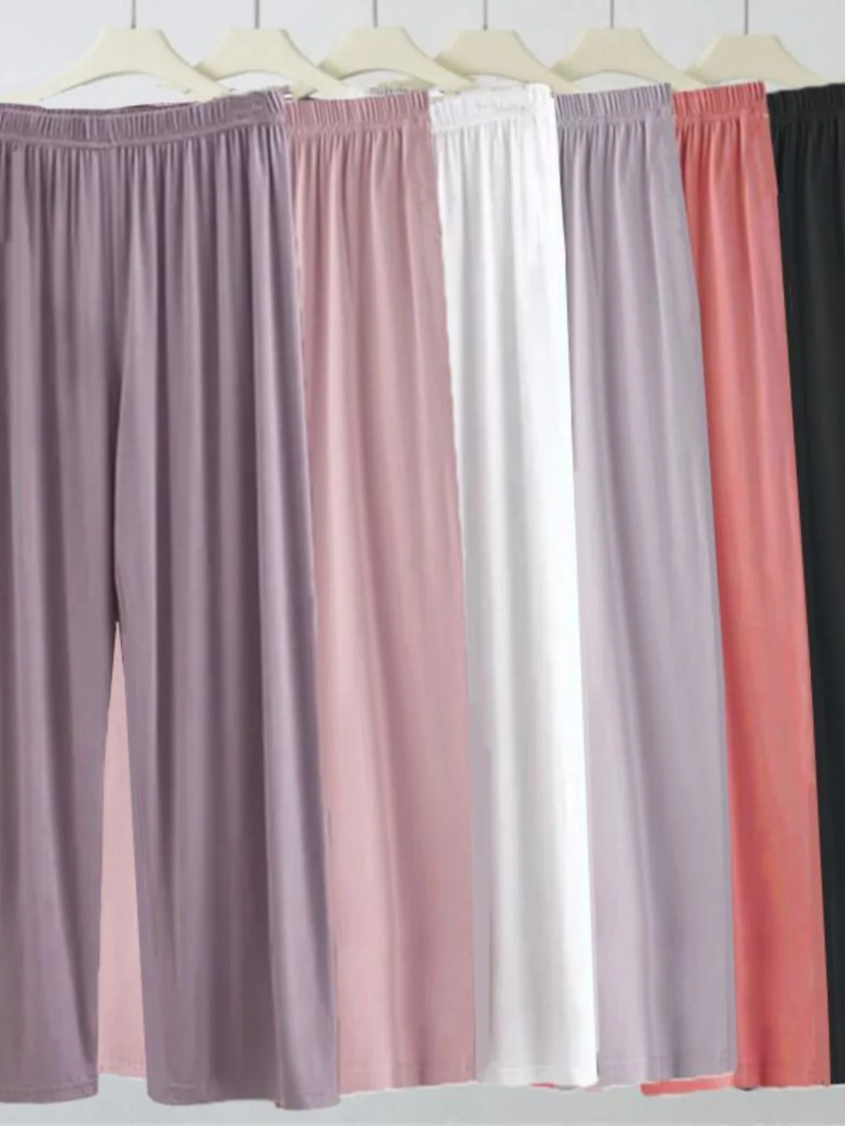 

Loose Cotton Silk Wide Leg Pants Summer Casual Home Wear Artificial Cotton Sleepwear Nine Points Trousers for Women