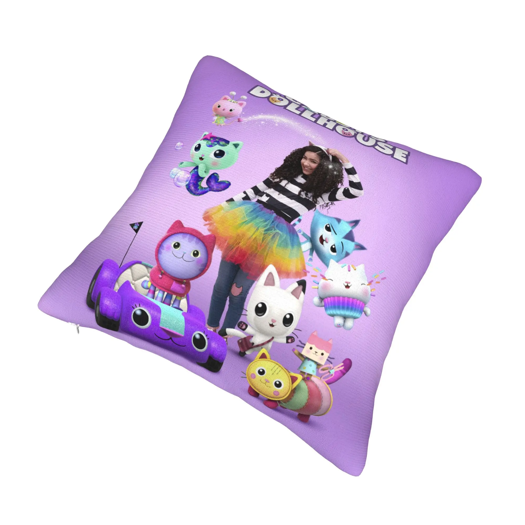 Fashion Gabby Dollhouse Cushion Covers 40x40cm Velvet Mermaid Cat Catrat Pillow Case for Car Square Pillowcase Decoration