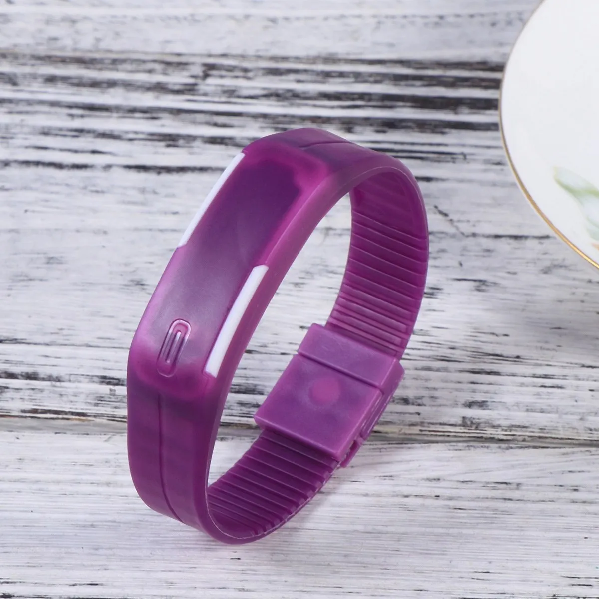 

Purple Silicone Smart Bracelet Touch LED Screen Sports Wristband Daily Waterproof Voice Function Step Counter Student