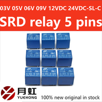 5PCS New Relay SRD-05VDC-SL-C SRD-12VDC-SL-C SRD-24VDC-SL-C SRD 12VDC SL C 10A 250VAC 5PIN 3V 5V 9V 12V 24V 48V Power Relay