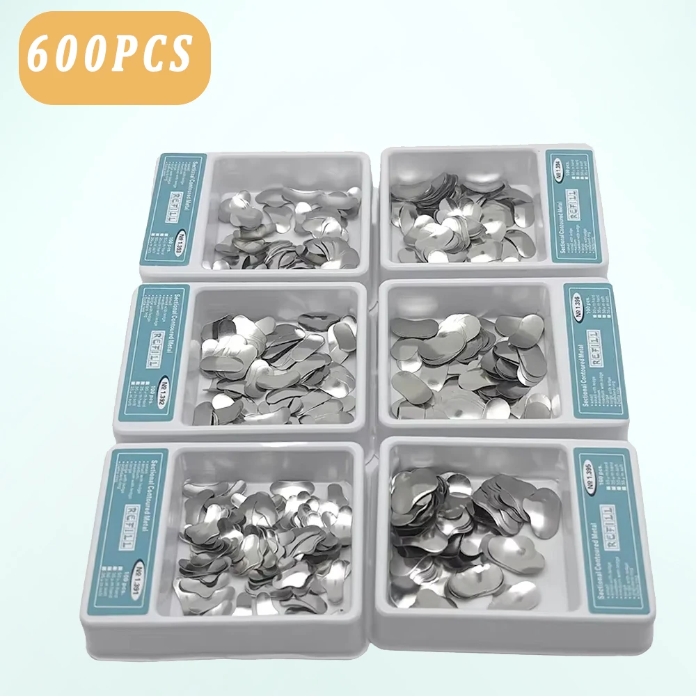 

600Pcs/box Dental Matrix Sectional Contoured Matrices Band Kit Metal Rings Dentistry Matriz Materials Teeth Orthodontic Forming