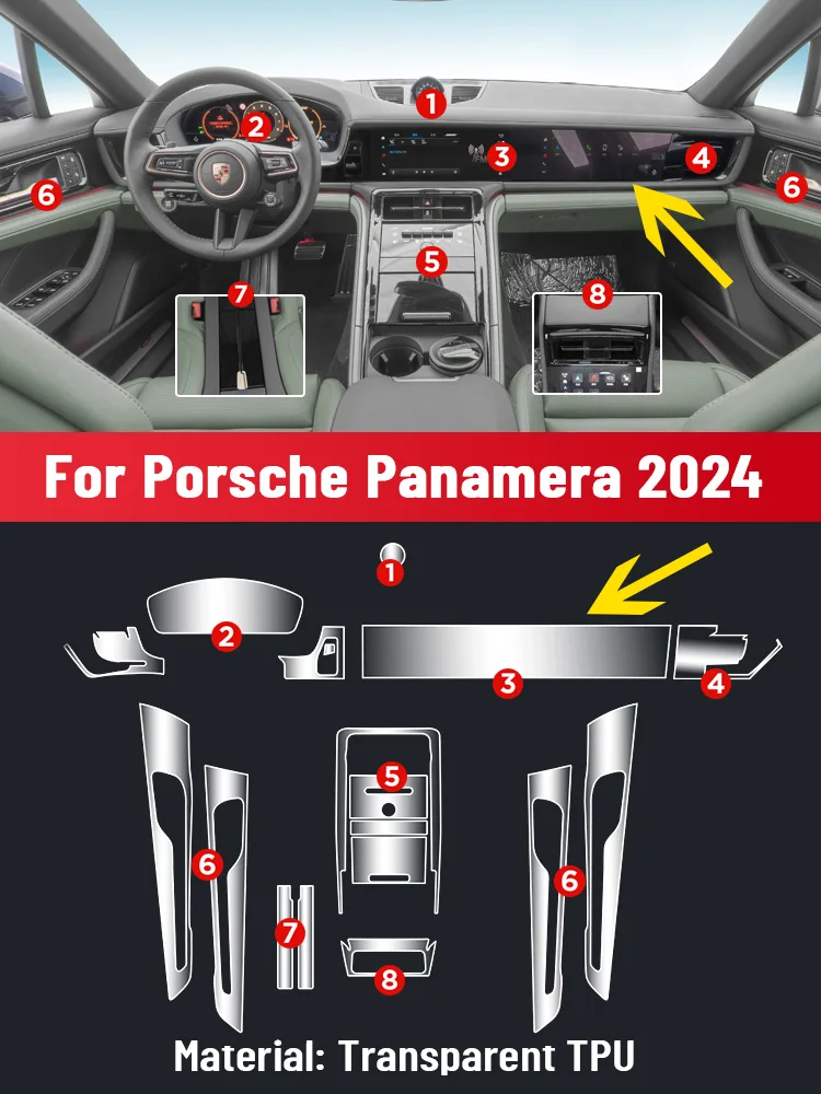 Auto Central Control Screen TPU Navigation Anti Scratch interior Protection Film GPS Navigation For PORSCHE PANAMERA 2024
