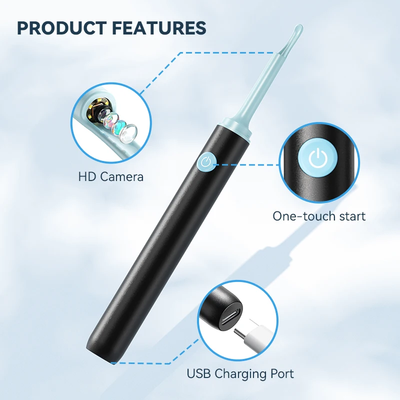 Visual Ear Cleaner with Camera Otoscope Ear Wax Removal with 5MP HD Cleaning Kit Removal Sticks Endoscope Camera Ear Tool Kit