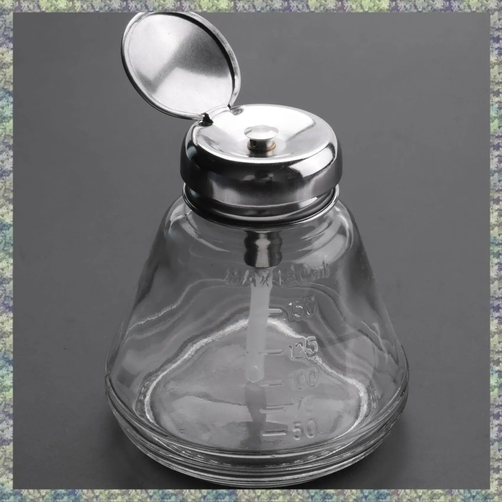 

WON Empty Nail Polish Makeup Remover Pump Dispenser Glass Push Down Press Bottle