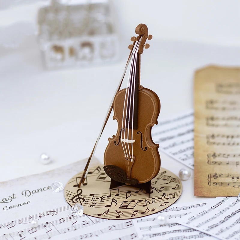 Mini Paper Art Miniature Musical Instrument Violin Piano Model Paper sculpture DIY Assemble Toy for Children Girl Birthday Gifts