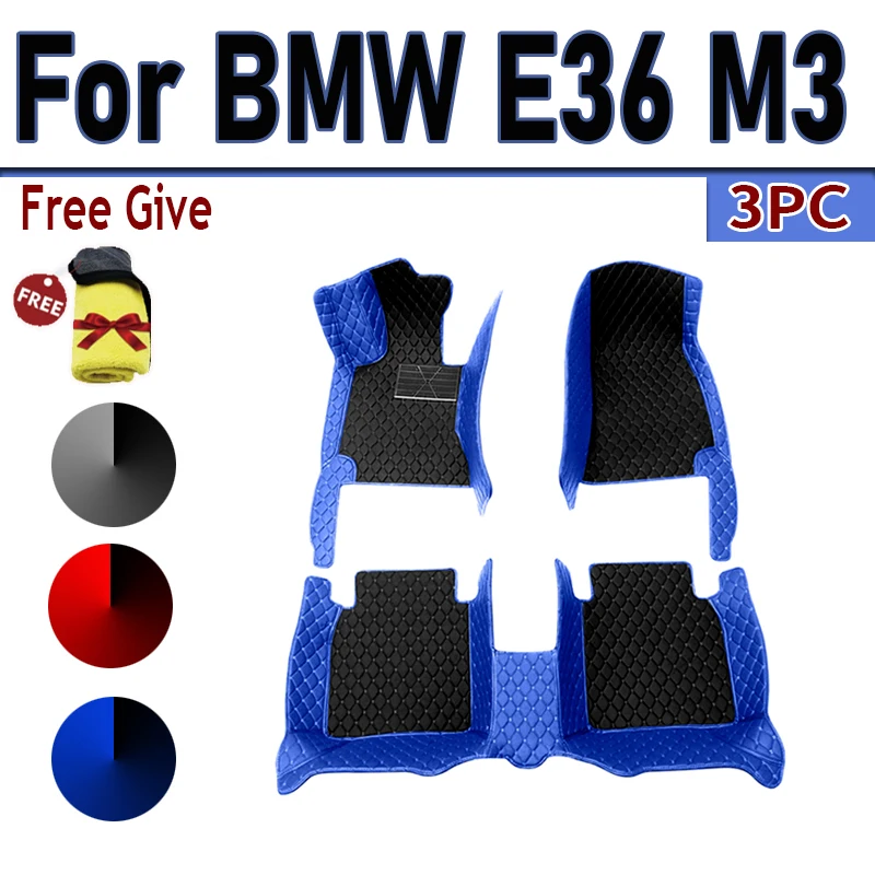 Custom Automotive Car Floor Mats For BMW E36 M3 1995 1996 1997 1998 1999 Auto Luxury Leather Men Women Car Mats Full Coverage