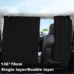 Car Front Rear Seat Divider Curtain Taxi Cab Divider Van Cabin Curtain Campervan Black Protective Privacy Window Sunshade Cover