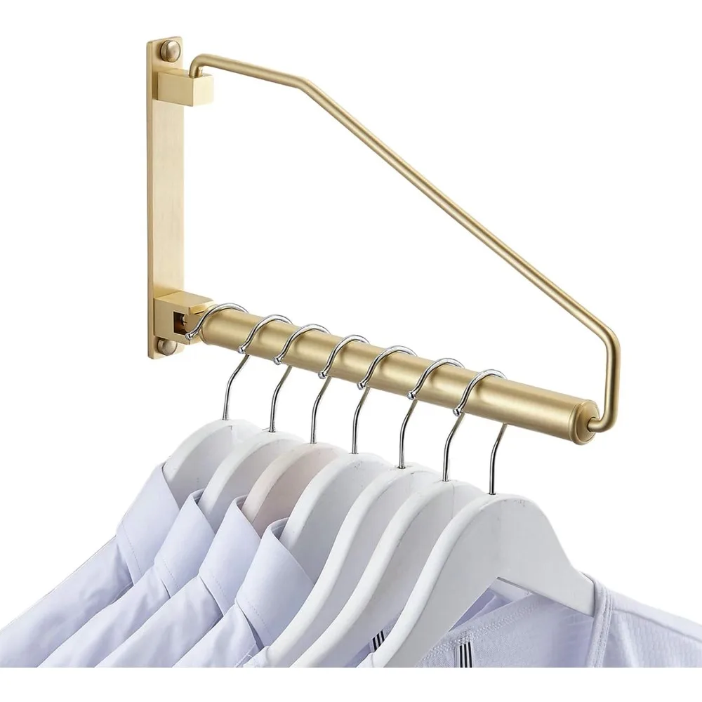 Folding Wall Hanger, Coat Hanger, Coat Hook, Solid Brass, with Swinging Arm, Clothing Hanging System, Closet, Storage Organizer