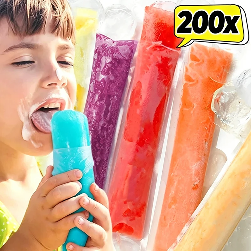 Einweg-Eisbeutel Transparente DIY-Eisformen für Fruchtsaft, Smoothies, Joghurt mit Trichter, Eis am Stiel Beutelform