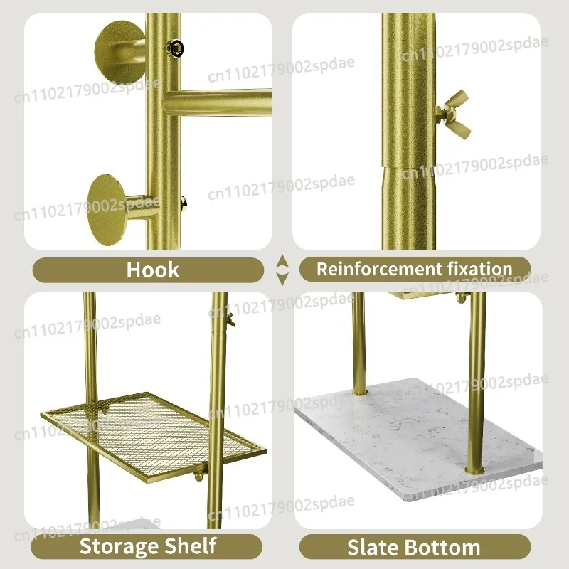 Picture 7: Heavy Duty Gold Pole Clothing Rack Granite Stone Base Modern Home Hotel Bedroom Tree