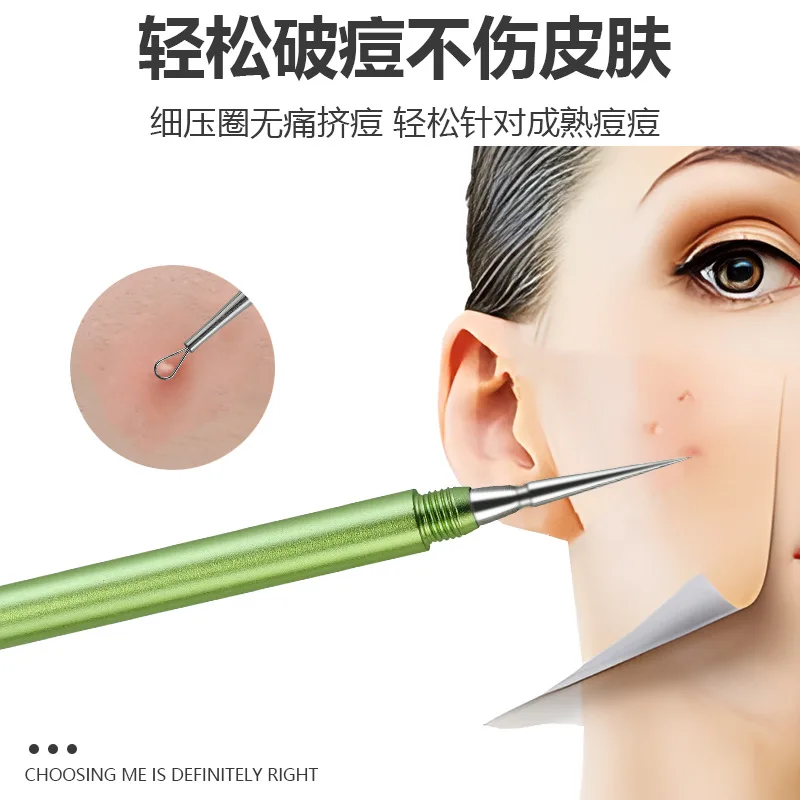 1 Stuks Dubbele Hoofd Met Deksel Rvs Mee-eter Comedo Acne Puistje Smet Professionele Extractor Remover Gezicht Schoon Tool