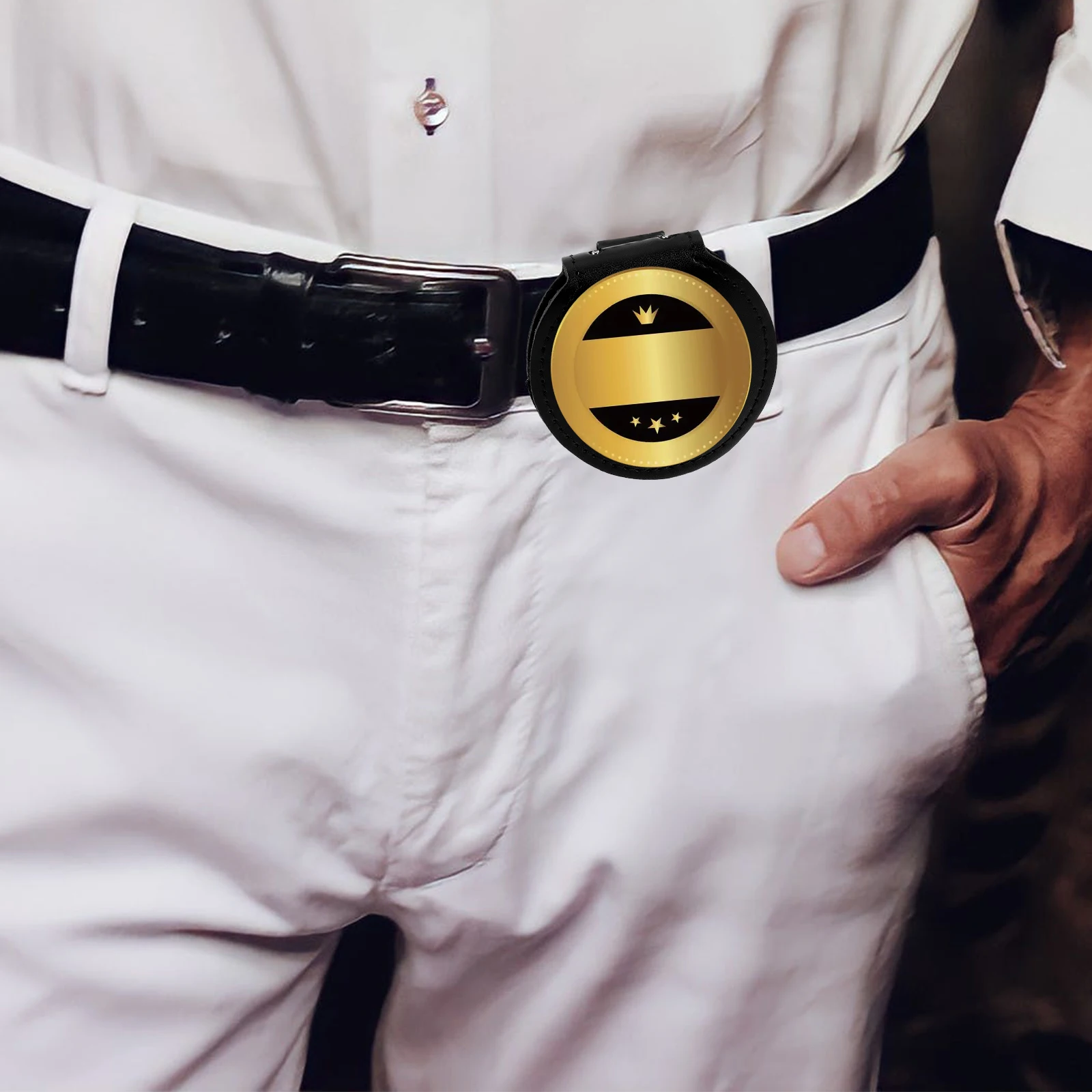 ユニバーサル警察バッジホルダーかわいい PU 素材チェーンクリップセキュリティバッジ法執行アクセサリー警察アクセサリー