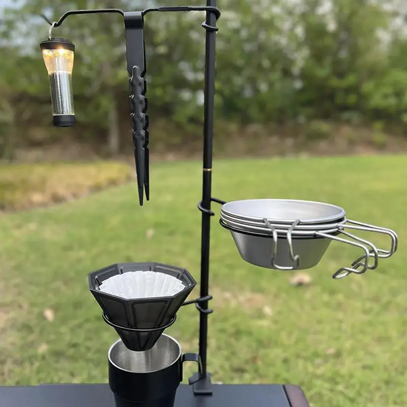 Outdoor Lamp Hook Hanger Pole Mount Hooks Black Pole Attachment Hanger  Multi Camping Lights Hook/ Cup Holder/ Bowl Holder