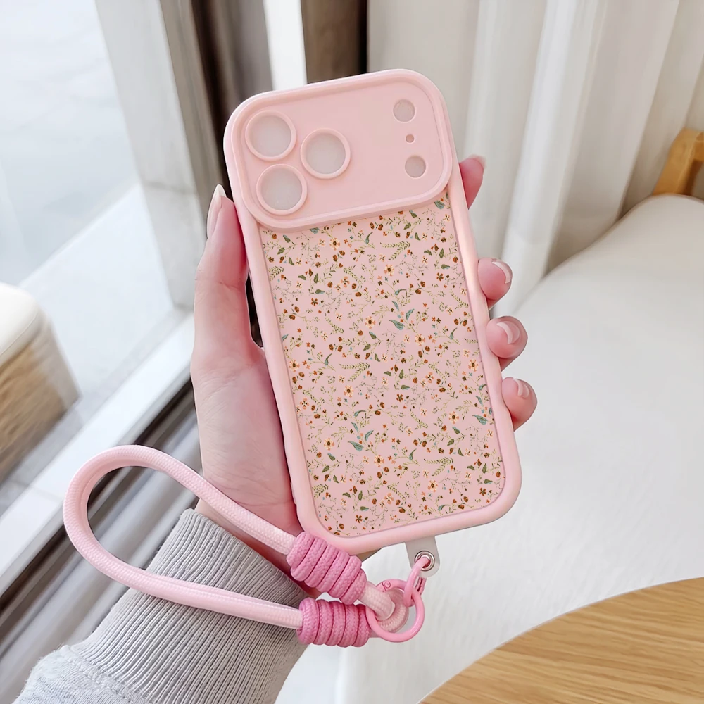 Orangefarbene Handyhülle mit Blumenmuster und Lanyard für Samsung Galaxy Note 20 S25 S26 Plus S24 S23 FE S25 Ultra A57 A55 5G Silikonhülle – Detail 1