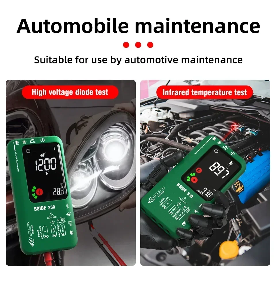 BSIDE S30/30X Smart Digital Multimeter 9999 True RMS Capacitor 15V Diode DC AC Current Voltage Tester Recharge Electronic Tester