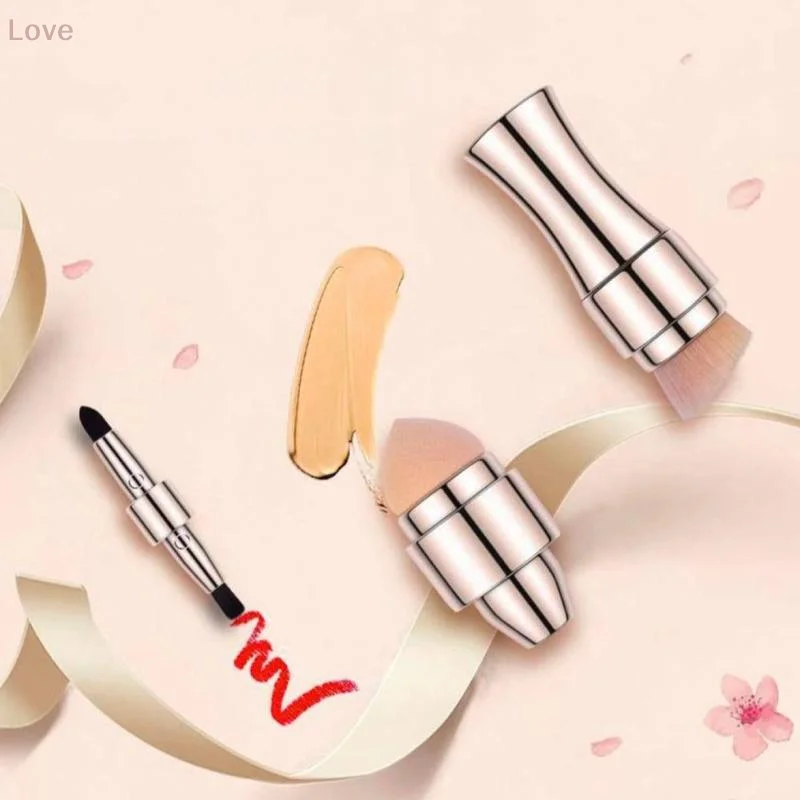 [L&P] 4 w 1 Pędzel do makijażu do cieni do powiek, ust, twarzy, do krycia, różu, podkładu, uniwersalny, wysuwany, podróżny rozmiar