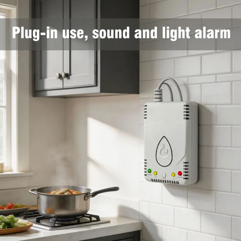Household Kitchen Natural Gas / Liquefied Gas Leakage Detector, Combustible Gas Alarm, Plug-in Audible and Visual Alarm Device