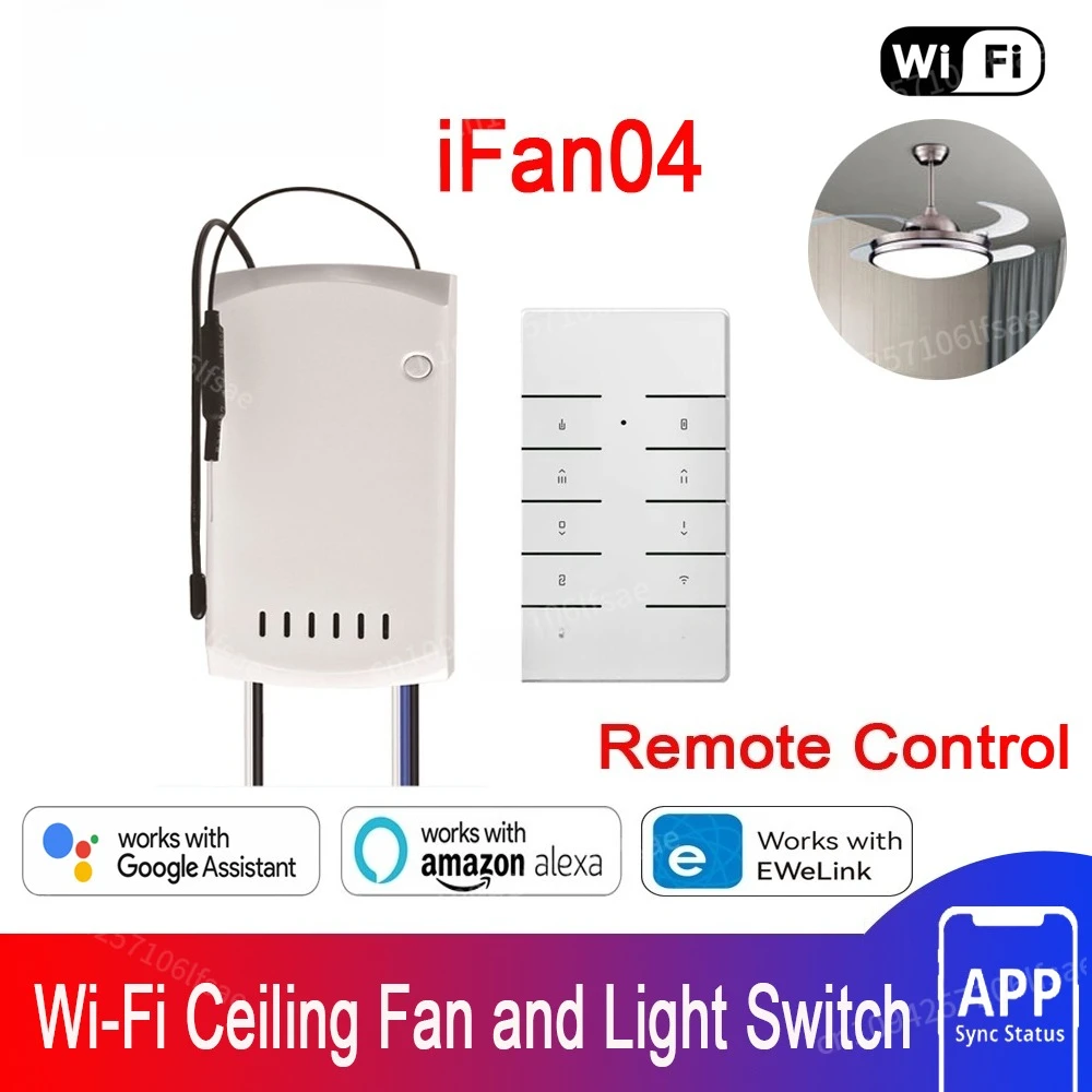 

iFan04 L/H WiFi Ceiling Fan and Light Switch Controller Support 433mhz RF Remote Control Smart Home Via Alexa Google Home
