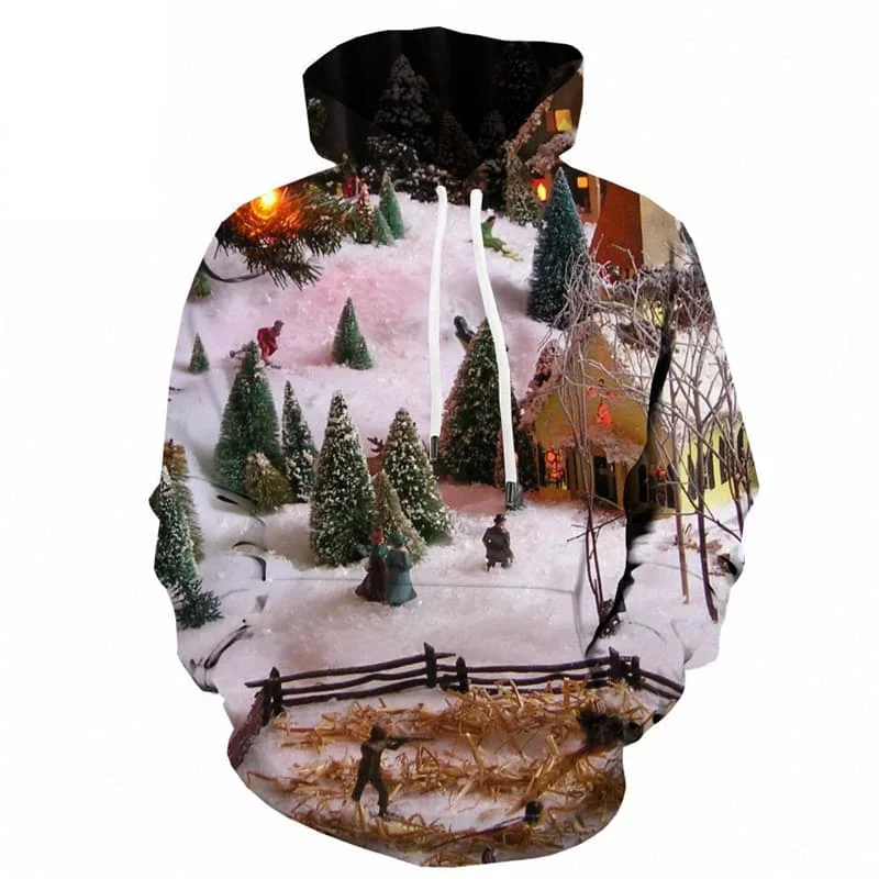 

Christmas Tree Pattern Sweatshirts Men 3d Printed Snow Hooded Casual Holiday New Year Hoody Tops Oversized Long Sleeve Hoodies