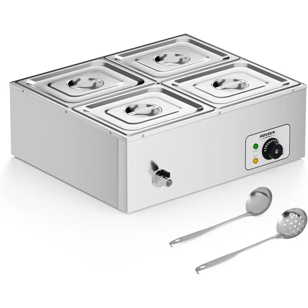 

Настольный подогреватель пищи из нержавеющей стали на 4 секции, 1200 Вт, с контролем температуры, для вечеринок и кейтеринга, 110 В