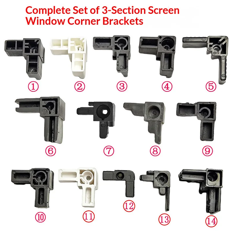 Screen window corner code, up and down sliding window connecting parts, plastic corner, three-trip screen window outer frame fix