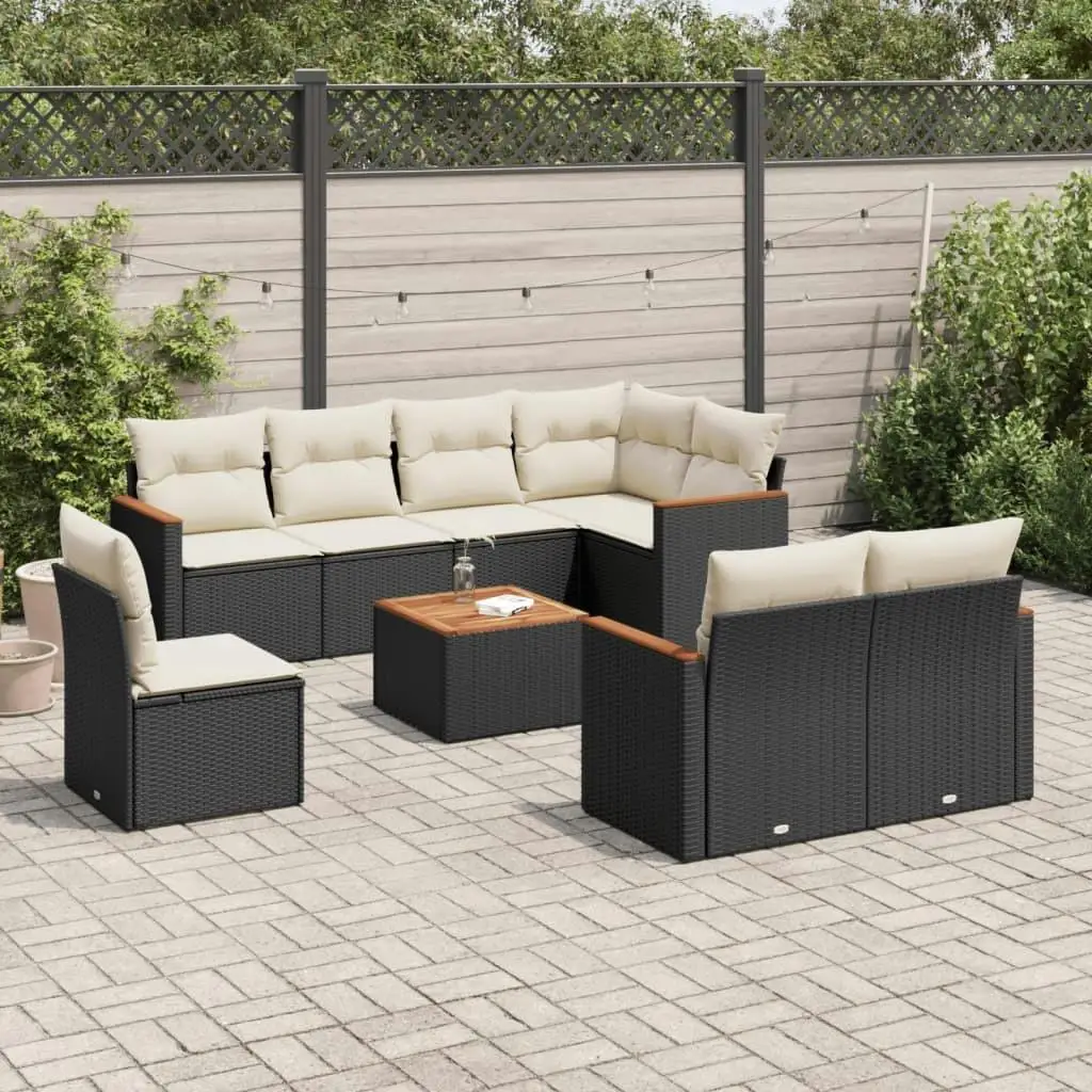 

Garden Sofa Set Black Cream White Outdoor Furniture Comfortable Cushions Stylish Design for Patio Balcony Garden Use