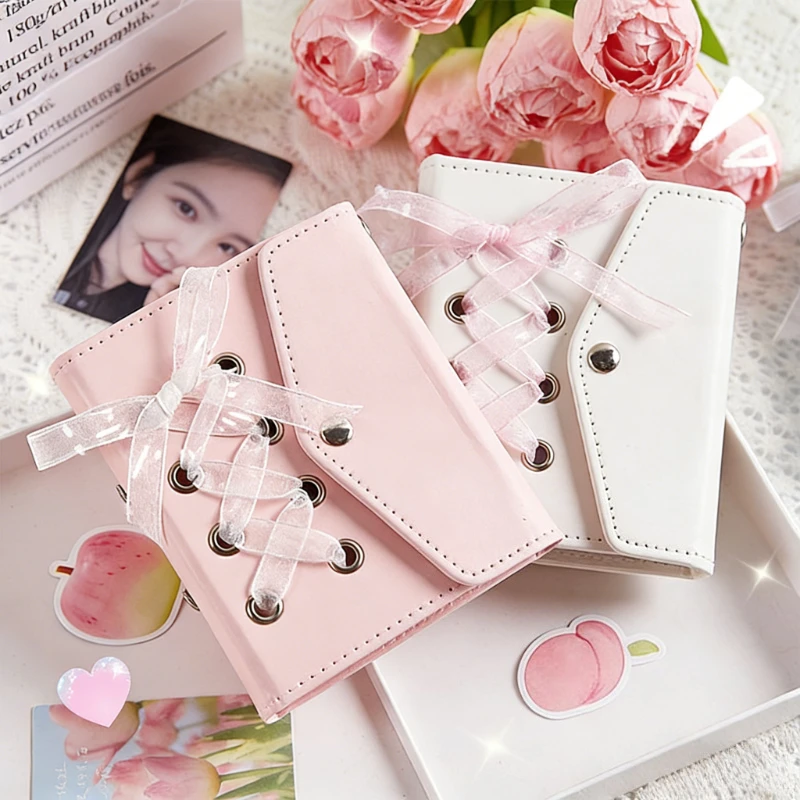 1pc Beautiful English Strap Style Card Album High Beauty Star Small Card Storage Polaroid Album