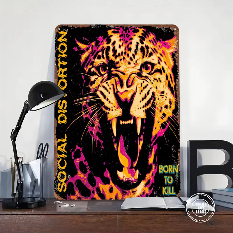 Roaring Jaguar With Text 3D Texture Metal Poster Customized Wall Art Tin Sign Gift for Mancave Living Room Decorations Man Decor