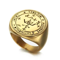 Archangel Solomon's Rings Amulet Symbol Stainless Steel Finger for Men Him StarofDavid Jewelry US Size 7-14